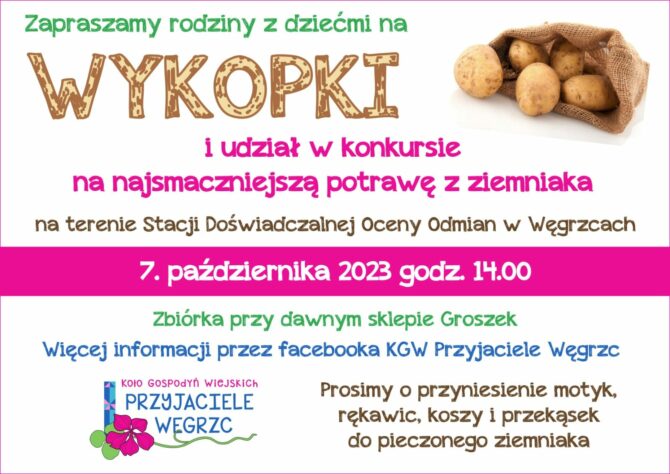 W najbliższą sobotę 7.10.2023 wykopki w Węgrzcach